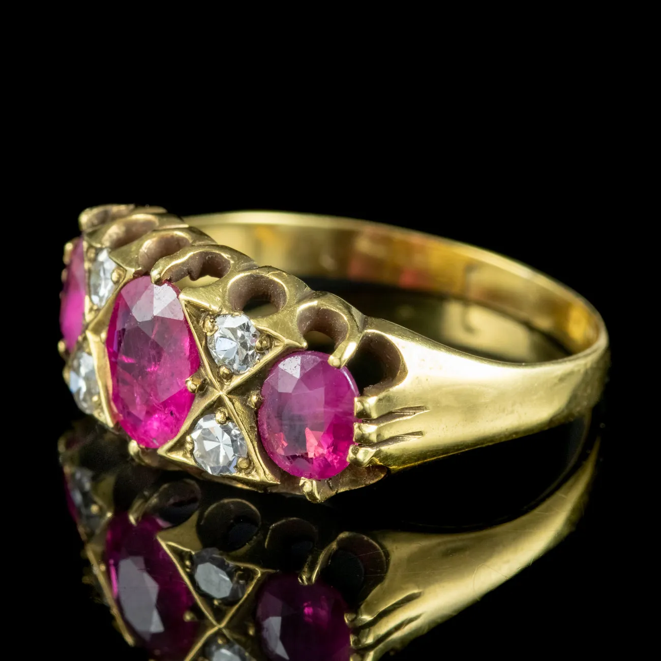 Victorian Style Ruby Diamond Ring 1.8ct Ruby