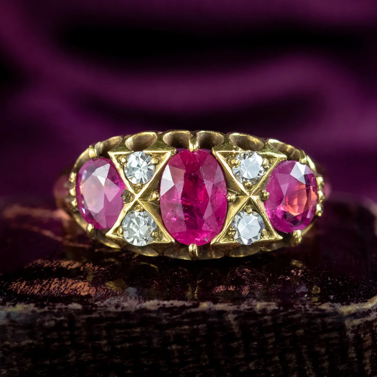 Victorian Style Ruby Diamond Ring 1.8ct Ruby