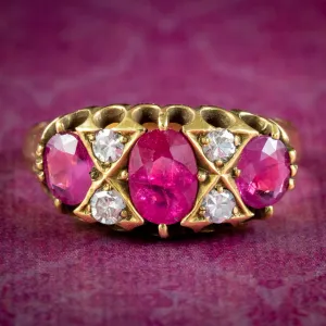 Victorian Style Ruby Diamond Ring 1.8ct Ruby