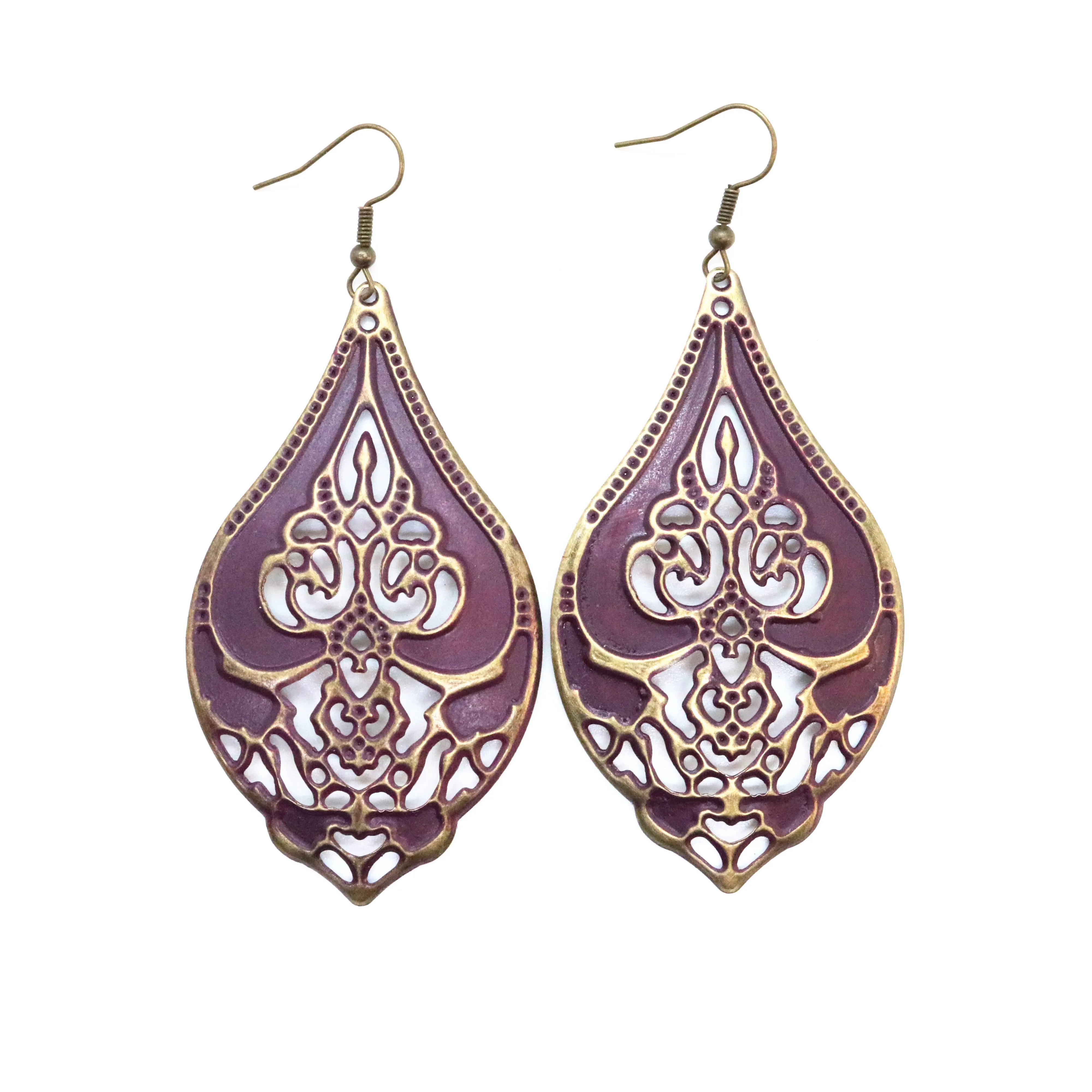 Vindicate Earrings - Hand Painted Ornate Lightweight Filigree