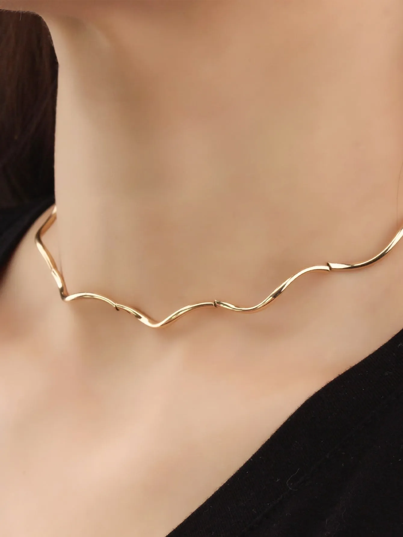 Wave Design Choker Dainty Necklace Novelty Necklace Creative Necklace