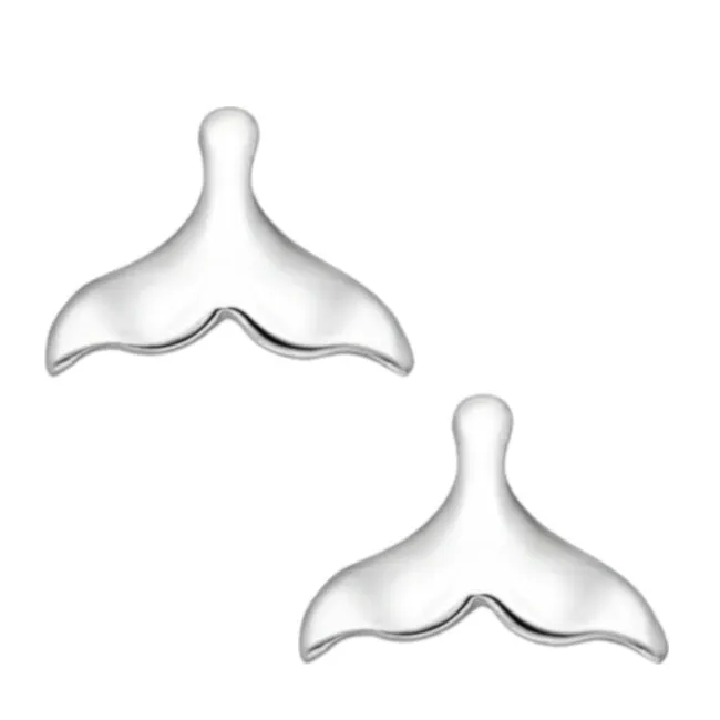 Whale Tail Sterling Silver push-back Earrings