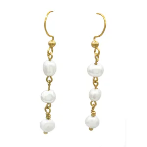 White Baroque Waterfall of Pearls on Gold Hooks