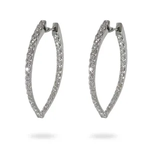 White Gold Diamond Teardrop Hoop Earrings