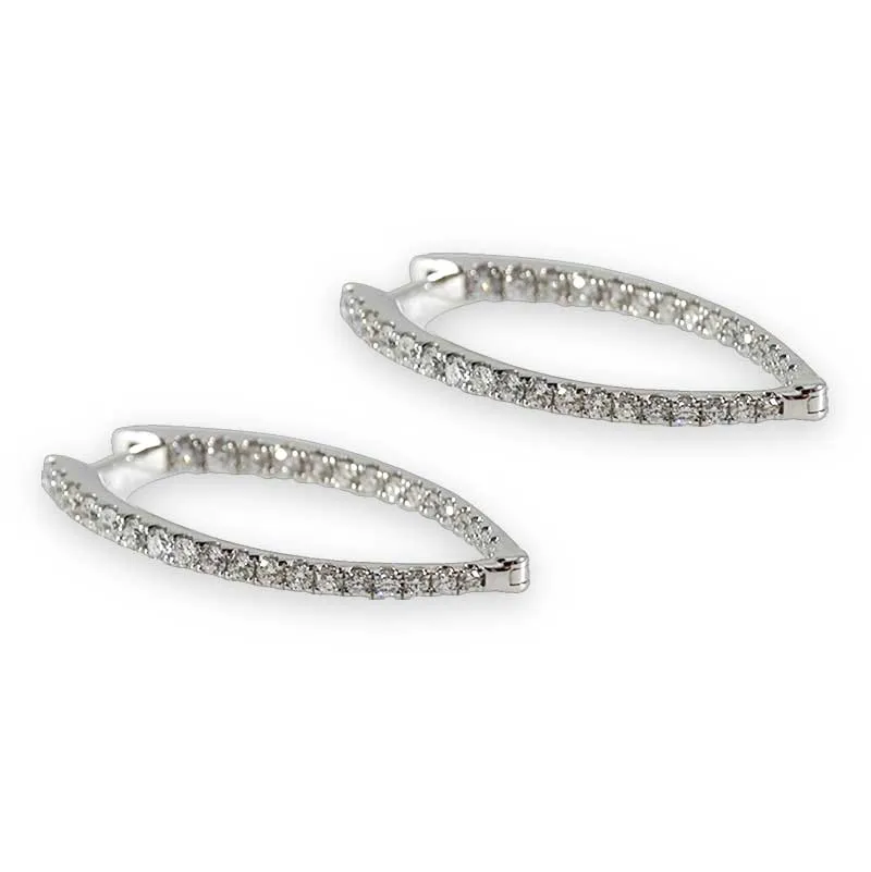 White Gold Diamond Teardrop Hoop Earrings