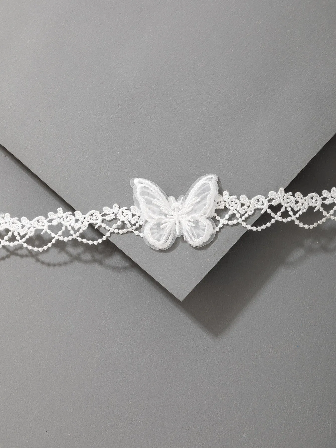 White Lace Butterfly Detail Choker Elegant Jewelry Lace Jewelry Lace Necklace