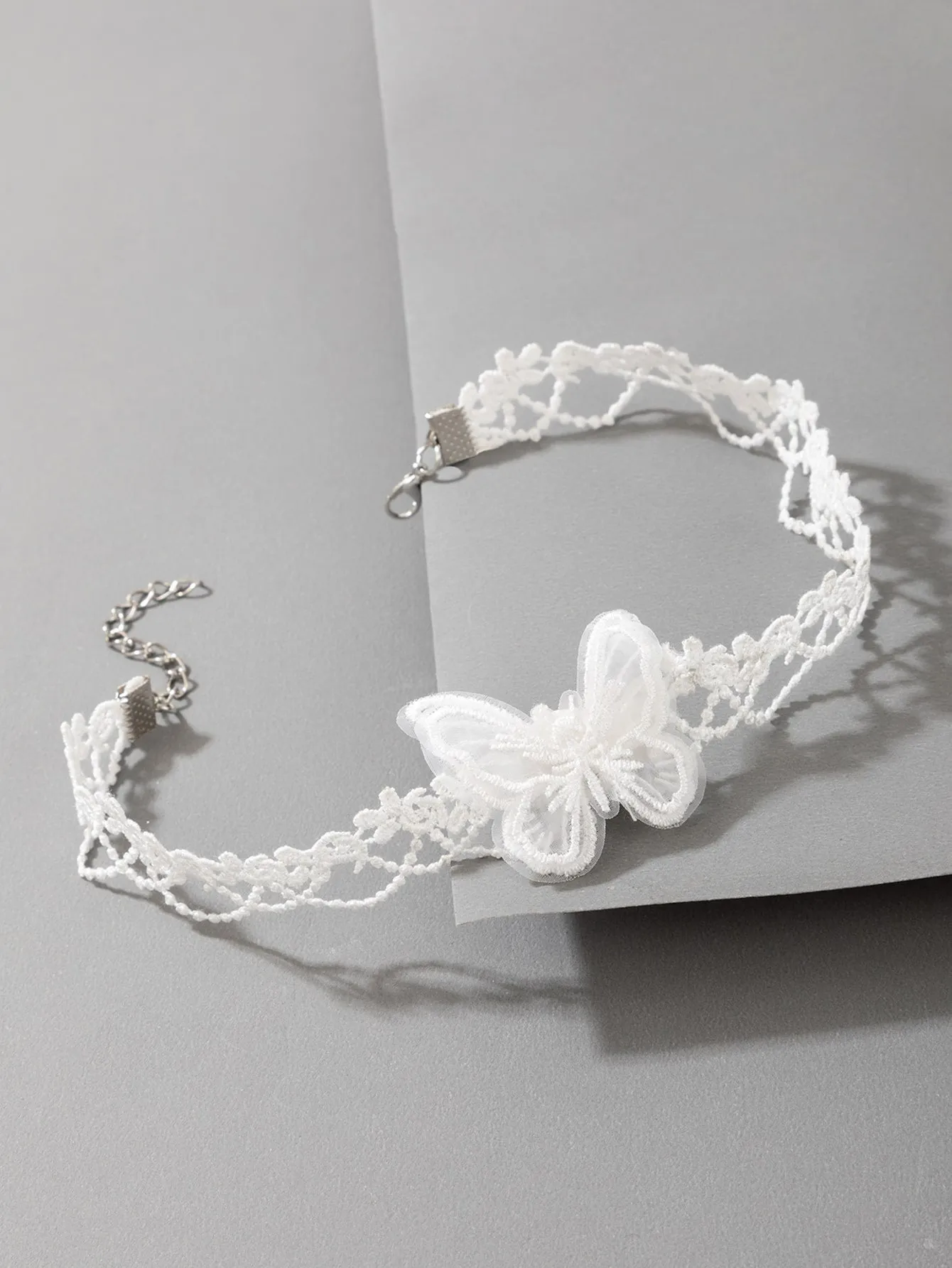 White Lace Butterfly Detail Choker Elegant Jewelry Lace Jewelry Lace Necklace