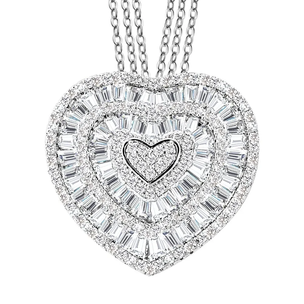 Women Cubic Zirconia Love Heart Pendant Necklace Platinum Plated Coquette Jewelry 20" Ct 4.1 Birthday Mothers Day Gifts for Mom