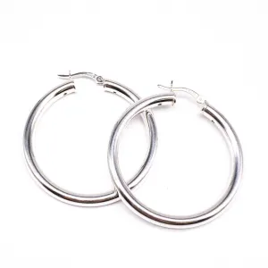 X Large Silver Bold Hoops