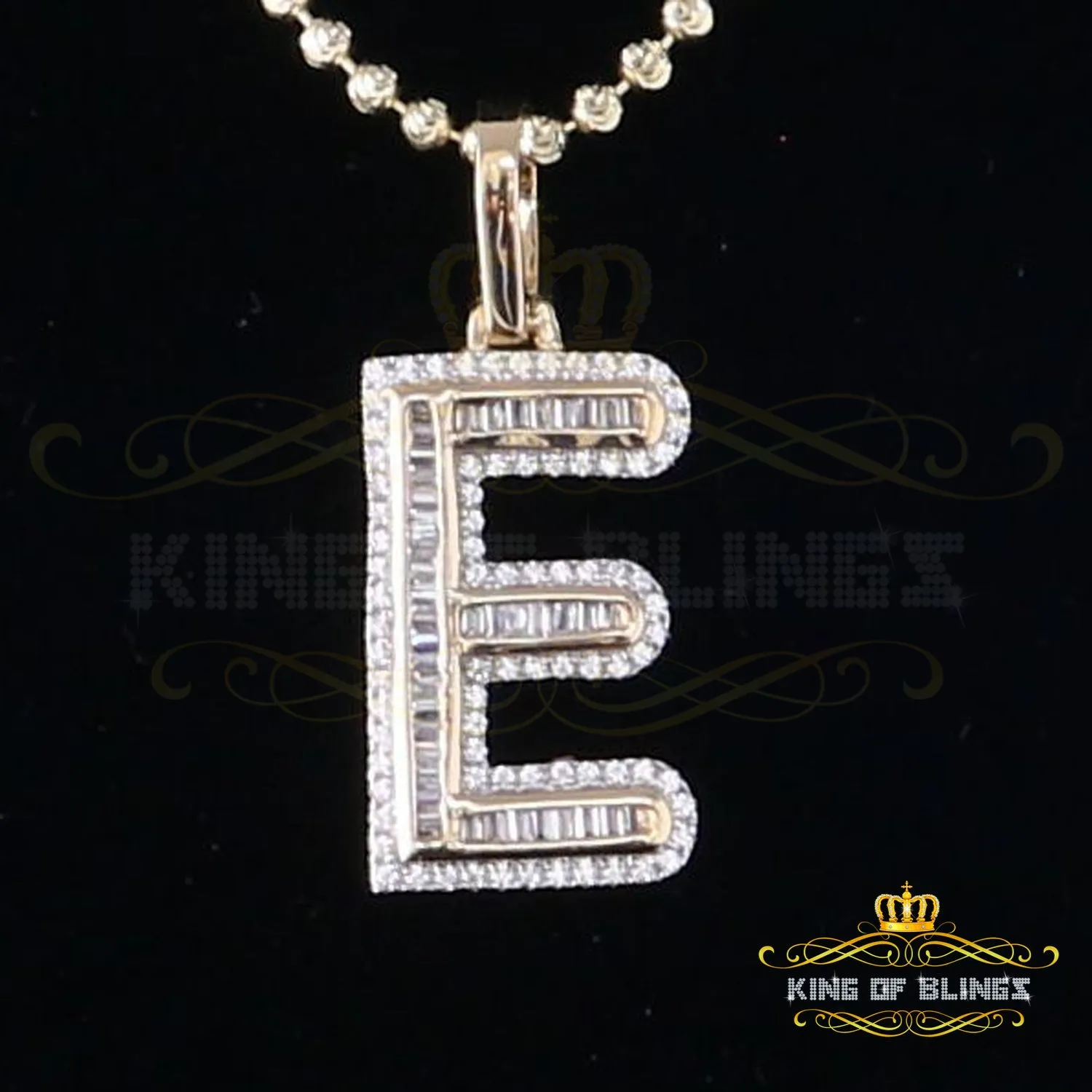 Yellow Bugutte Initial All Alphabet Sterling Silver Pendant with Cubic Zirconia